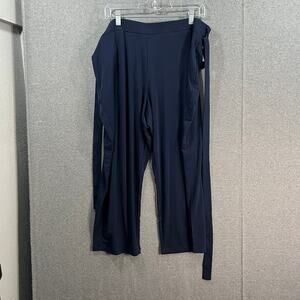 Susan Graver Liquid Knit Fetite Ava Slim Ankle Pants Blue Navy, Petite X-Large